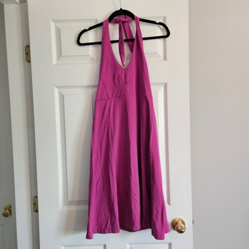 Patagonia One-Shoulder Halter Dress in Vibrant Magenta